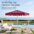7.5ft Patio Market Umbrella,Wavy Trim, UV-Fade-Resistant, Crank & Tilt