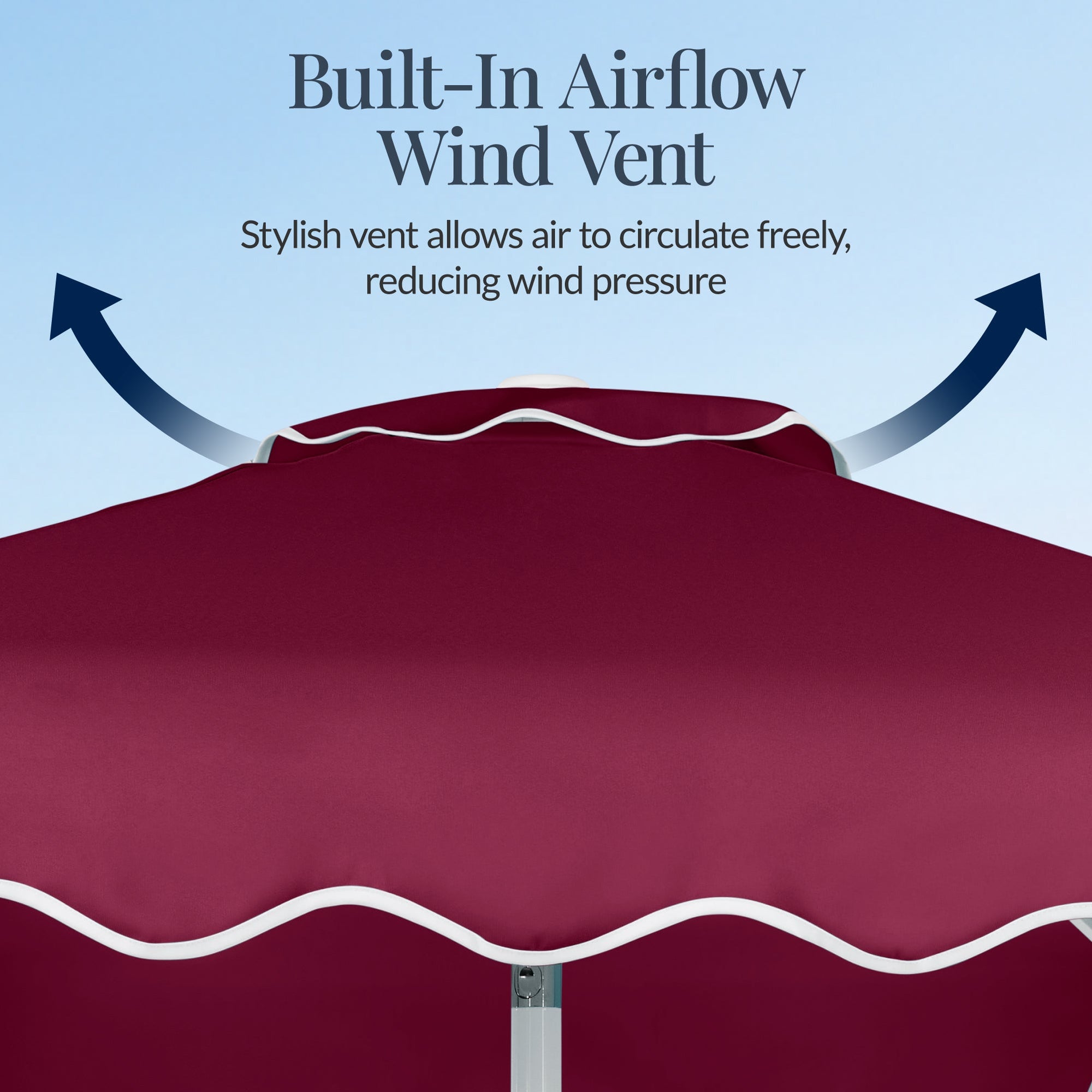 7.5ft Patio Market Umbrella,Wavy Trim, UV-Fade-Resistant, Crank & Tilt