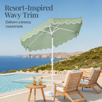 7.5ft Patio Market Umbrella,Wavy Trim, UV-Fade-Resistant, Crank & Tilt