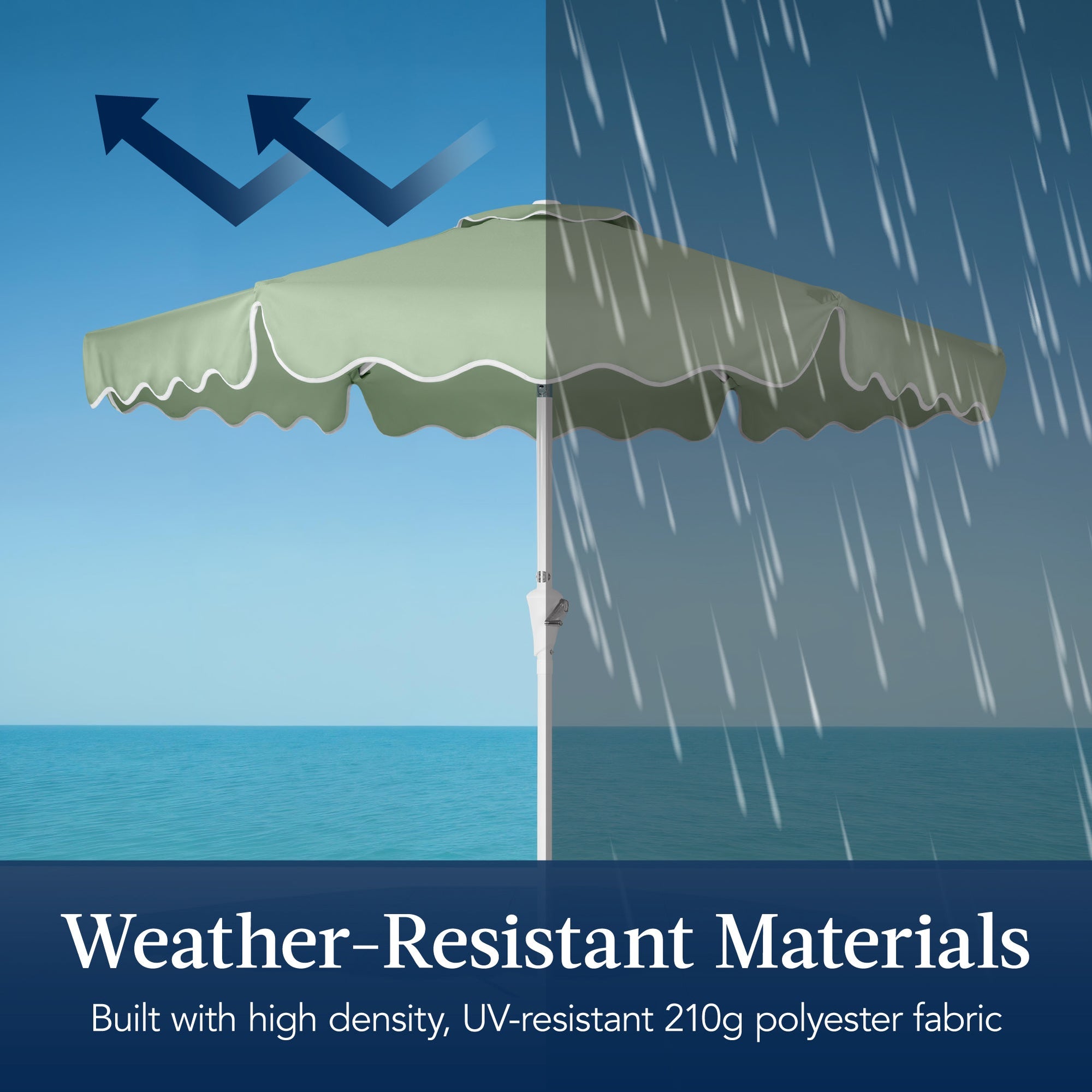 7.5ft Patio Market Umbrella,Wavy Trim, UV-Fade-Resistant, Crank & Tilt