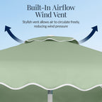 7.5ft Patio Market Umbrella,Wavy Trim, UV-Fade-Resistant, Crank & Tilt
