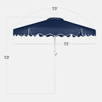 7.5ft Patio Market Umbrella,Wavy Trim, UV-Fade-Resistant, Crank & Tilt