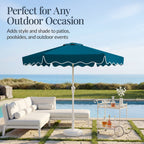 7.5ft Patio Market Umbrella,Wavy Trim, UV-Fade-Resistant, Crank & Tilt