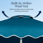 7.5ft Patio Market Umbrella,Wavy Trim, UV-Fade-Resistant, Crank & Tilt