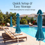 7.5ft Patio Market Umbrella,Wavy Trim, UV-Fade-Resistant, Crank & Tilt