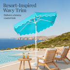 7.5ft Patio Market Umbrella,Wavy Trim, UV-Fade-Resistant, Crank & Tilt