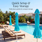7.5ft Patio Market Umbrella,Wavy Trim, UV-Fade-Resistant, Crank & Tilt