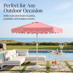 7.5ft Patio Market Umbrella,Wavy Trim, UV-Fade-Resistant, Crank & Tilt