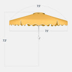 7.5ft Patio Market Umbrella,Wavy Trim, UV-Fade-Resistant, Crank & Tilt