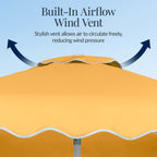 7.5ft Patio Market Umbrella,Wavy Trim, UV-Fade-Resistant, Crank & Tilt