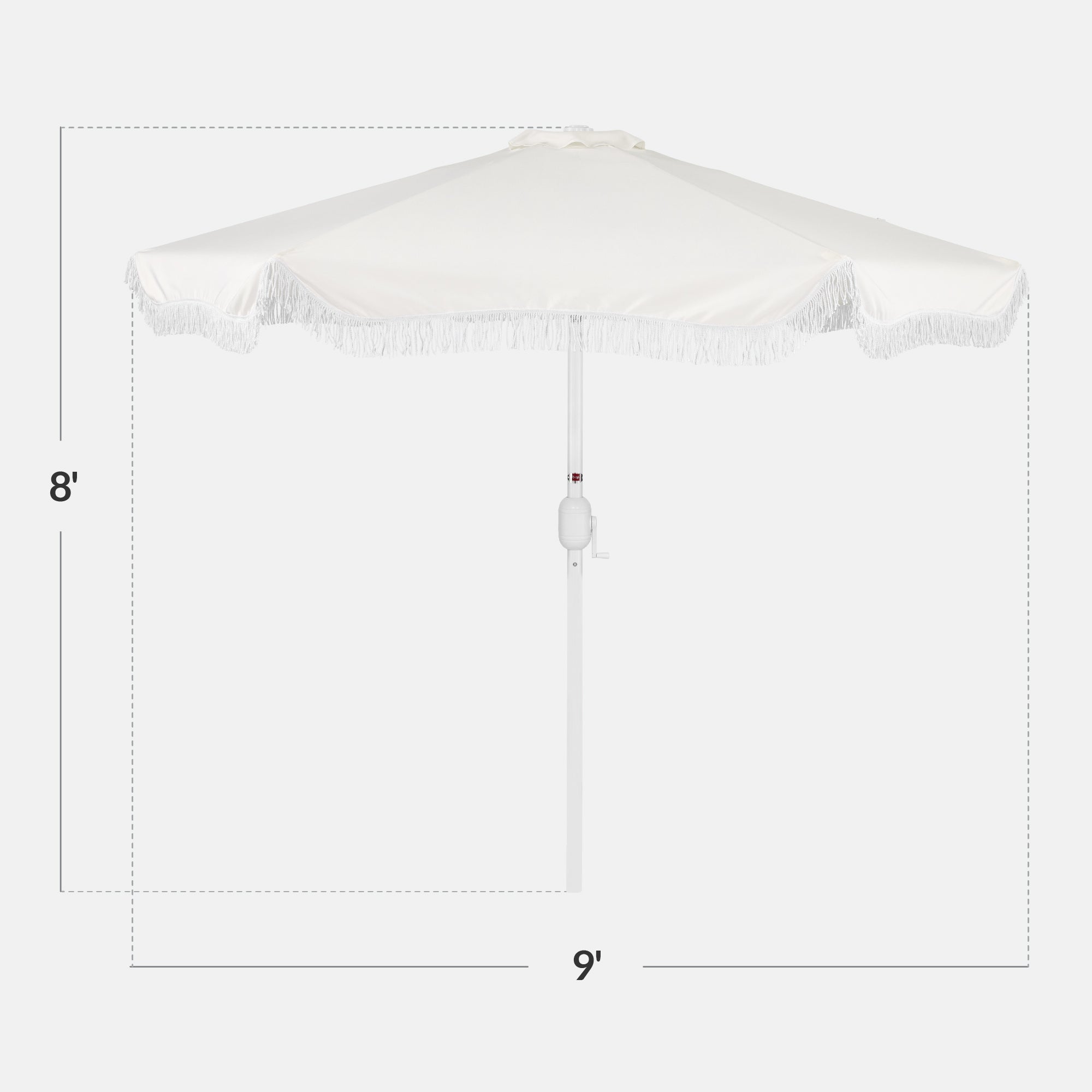 9ft Boho Fringe Umbrella  Tilt, UPF50+, Steel Pole