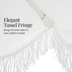 9ft Boho Fringe Umbrella  Tilt, UPF50+, Steel Pole