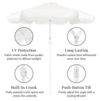 9ft Boho Fringe Umbrella  Tilt, UPF50+, Steel Pole