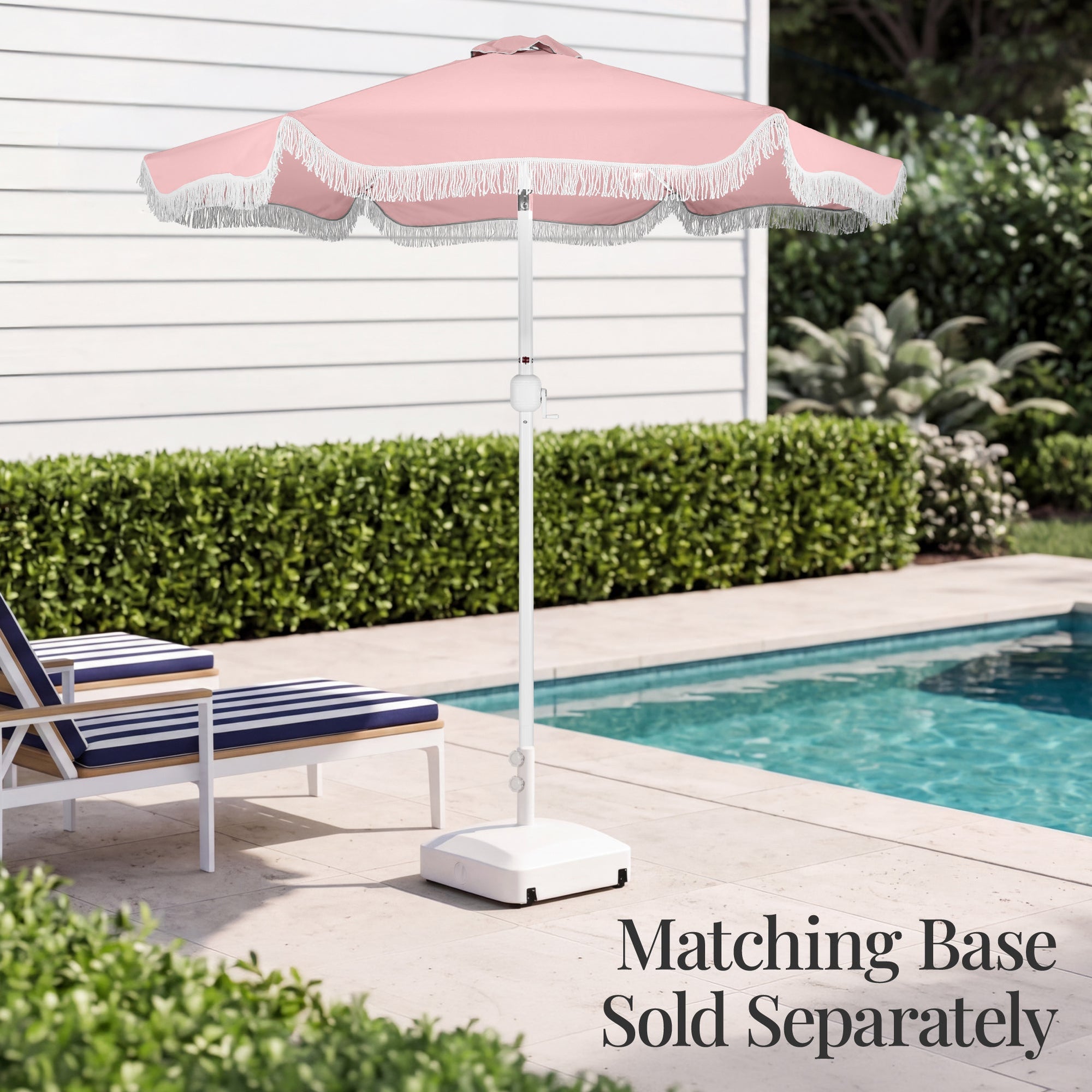 9ft Boho Fringe Umbrella  Tilt, UPF50+, Steel Pole