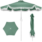9ft Boho Fringe Umbrella  Tilt, UPF50+, Steel Pole