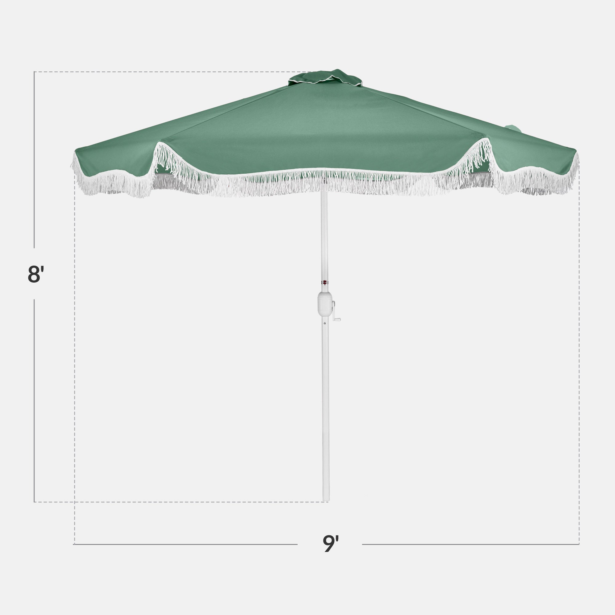 9ft Boho Fringe Umbrella  Tilt, UPF50+, Steel Pole