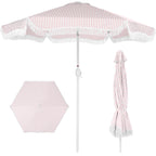 9ft Boho Fringe Umbrella  Tilt, UPF50+, Steel Pole