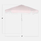 9ft Boho Fringe Umbrella  Tilt, UPF50+, Steel Pole