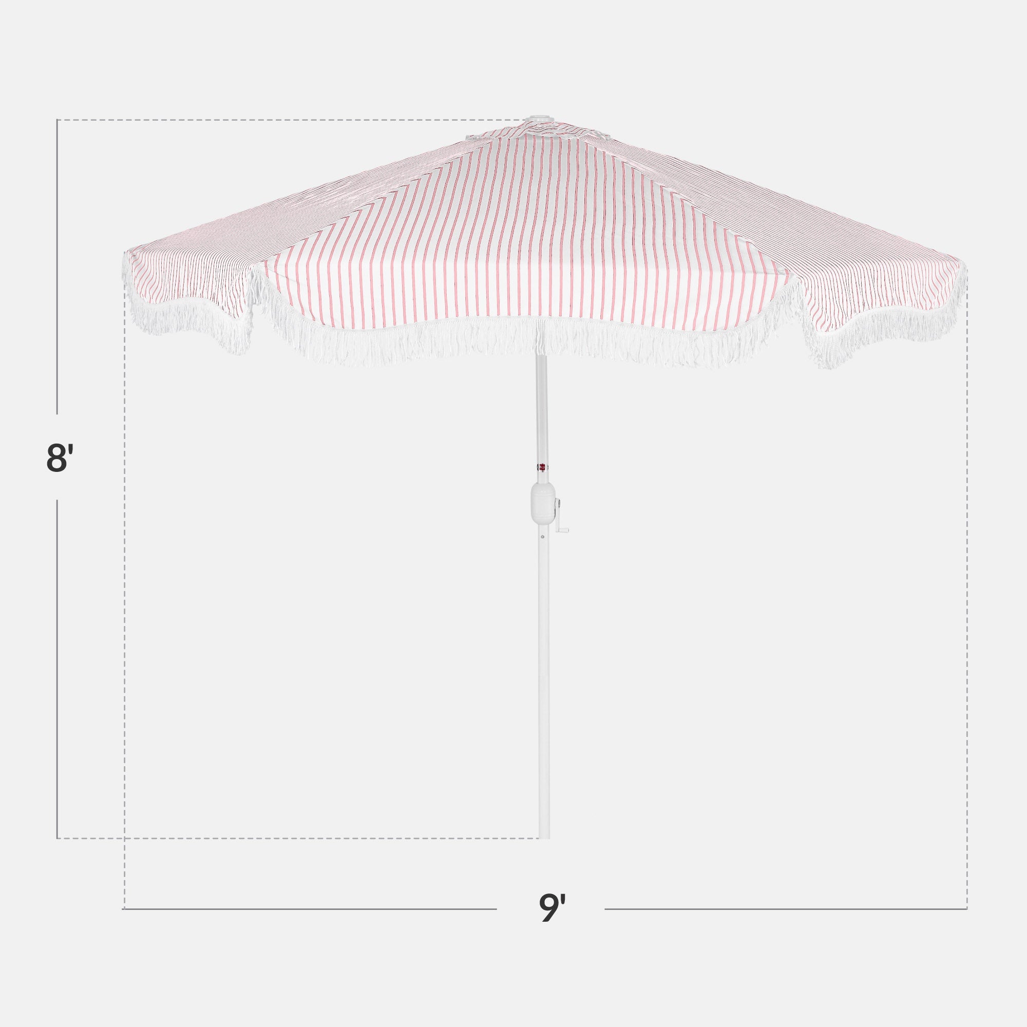 9ft Boho Fringe Umbrella  Tilt, UPF50+, Steel Pole